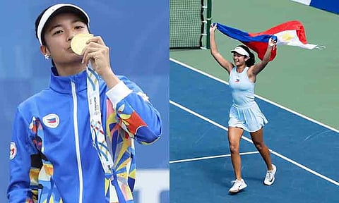 GOLDEN ALEX. Alex Eala of the Philippines celebrates after defeating Thailand’s Mananchaya Sawangkaew 6-1, 6-2 in the women’s singles final at the 2025 SEA Games at the National Tennis Development Center in Nonthaburi. The 20-year-old secured the country’s first gold in the event since 1999. 