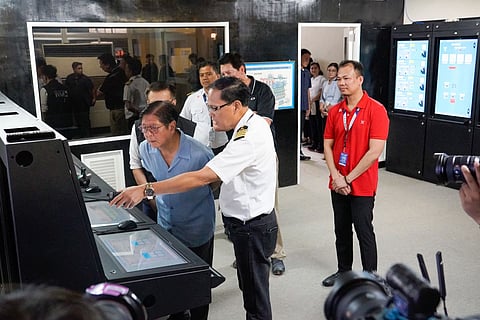 TACLOBAN. President Ferdinand Marcos, Jr., along with DMW Secretary Hans Leo Cacdac,  received briefing on technical demonstration of the new advanced simulation systems at the National Maritime Polytechnic, under the leadership of Executive Director Victor Del Rosario, during his first official visit on December 12, 2025. (Photo from NMP) 
