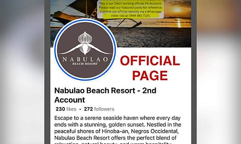 Nabulao Beach Resort warns public of scam using Facebook account