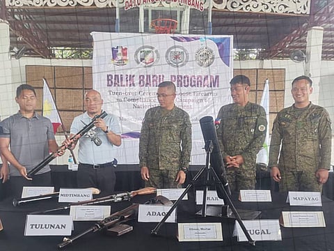 ZAMBOANGA. Residents from different villages in Datu Anggal Midtimbang, Maguindanao del Sur, surrendered eight high-powered firearms to the government on Tuesday, January 20, as part of their support for the Small Arms and Light Weapons (SALW) management program, which is aimed to curb illegal possession of firearms and ensure the safety of communities. 