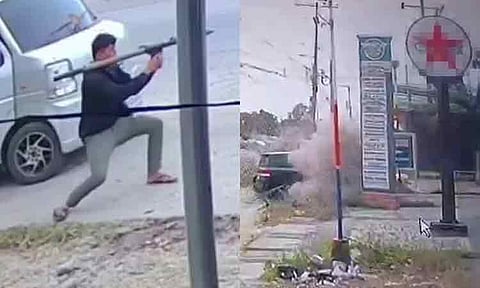 AMBUSH. Shariff Aguak Mayor Akmad Ampatuan was on his way home this morning in a black vehicle when it was suddenly hit by what is believed to be a rocket-propelled grenade or RPG-7 in Poblacion, Shariff Aguak, Maguindanao del Sur on Sunday morning, January 25, 2026. CCTV footage shows the strong impact of the explosion. A gray minivan, believed to be the source of the RPG-7, is also visible. The vehicle immediately fled the scene after the attack.