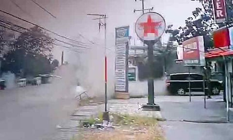 AMBUSH. Shariff Aguak Mayor Akmad Ampatuan was on his way home this morning in a black vehicle when it was suddenly hit by what is believed to be a rocket-propelled grenade or RPG-7 in Poblacion, Shariff Aguak, Maguindanao del Sur on Sunday morning, January 25, 2026. CCTV footage shows the strong impact of the explosion. A gray minivan, believed to be the source of the RPG-7, is also visible. The vehicle immediately fled the scene after the attack.