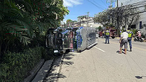 Jeepney overturns after brake failure; 3 hurt