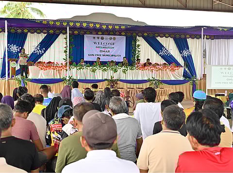 ZAMBOANGA. The town of Omar, Sulu, officially declares a Gun-Free Municipality and Peace-Centered Community through a resolution adopted by the Sangguniang Bayan and read by Omar Vice Mayor Juddin Nur Pantasan in a ceremony Thursday, January 29, at the municipal covered court in Lahing-Lahing village, marking a significant milestone in the municipality’s peace and security efforts.