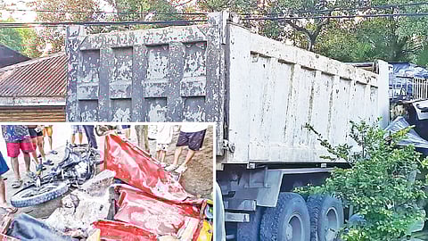 Magtiayon natug sa tricycle gidaro sa dump truck, patay