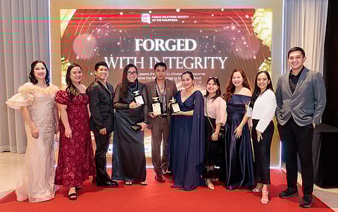 Executives and officers of the Palawan Group of Companies celebrate the Group’s multiple wins at the 61st Anvil Awards, marking a milestone in its purpose-driven communications that affirm the company’s matatag, maaasahan, at mapagkakatiwalaang serbisyo.