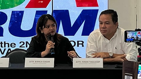 RUN FOR JUSTICE. Committee Chairperson Atty. Bianca Ceasar and IBP Davao President Atty. Ferdie Taglucop bare details of the Mindanao leg of the “Run for Justice” during the Davao Sportswriters Association (DSA) Forum at The Annex of SM City Davao on Thursday, Feb. 5, 2026. The Feb. 15 event at Rancho Palos Verdes will raise funds for the IBP National Center for Legal Aid to provide pro-bono services to indigent litigants.