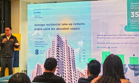 REAL ESTATE DRIVERS. KMC Savills Research and Marketing Director Dino Palanca, in a briefing in Taguig City on Wednesday (Feb. 11, 2026), said transportation-related government infrastructure projects are helping boost demand for residential real estate properties. The drivers for office spaces demand, in turn, include healthcare and financial technology. (PNA photo by Joann Villanueva)
