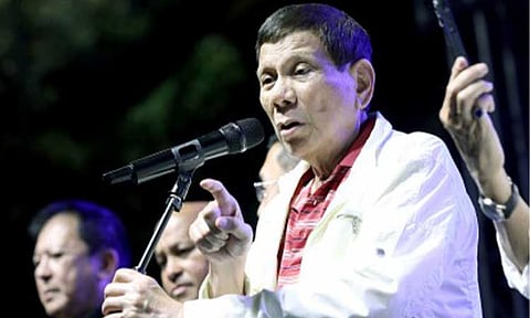 EMBATTLED EX-LEADER. Former president Rodrigo Duterte during a prayer rally at Liwasang Bonifacio in Manila on March 12, 2024. Duterte is accused of committing crimes against humanity in connection with his anti-drug war and is currently detained at the International Criminal Court Detention Center in The Hague, the Netherlands. (PNA file photo by Yancy Lim)