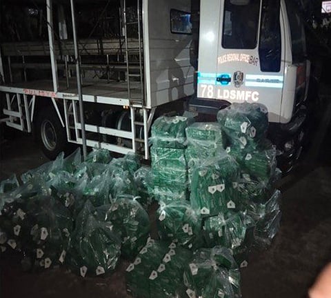 ZAMBOANGA. Policemen seize a shipment of some P1.4 million worth of smuggled cigarettes during a hot pursuit operation on Saturday, February 14, in Matling village, Malabang, Lanao del Sur. 