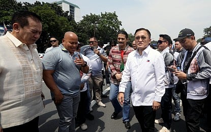 ACCUSED. Senators Ronald Dela Rosa and Christopher Go (2nd and 3rd from left) are listed as co-perpetrators in the killings that took place during the campaign against illegal drugs in the Philippines, according to an International Criminal Court Office of the Prosecutor document dated Feb. 13, 2026. Along with other former police officials, the ICC prosecution said they used the police from Davao City and non-police hitmen to kill alleged criminals during the mayoral period and presidency of Rodrigo Duterte. (PNA file photo by Yancy Lim)