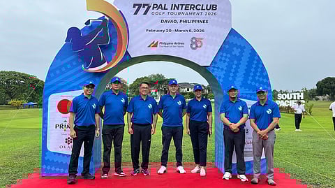 CEREMONIAL TEE-OFF OPENS 77TH PAL INTERCLUB. Golf leaders and officials gather at South Pacific Davao Golf Club on Friday, February 20, 2026, for the ceremonial tee-off that officially launched the 77th Philippine Airlines Interclub. Amid rain showers due to a shear line,  Secretary Tereso Leo Magno of the Mindanao Development Authority, DOT Davao regional director Tanya Rabat Tan, PAL executives Justin Warby, and Capt. Teddy Quinzon, tournament director Buddy Resurreccion, and club general managers Ed Marasigan, Marlon Tabanao, and Elson Alvaran joined the opening ceremony to welcome players and celebrate the start of the prestigious tournament.
