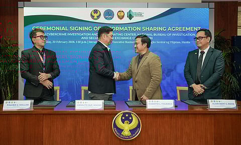 From left: National Bureau of Investigation (NBI) Head Agent Palmer U. Mallari, NBI Acting Director Angelito DLP. Magno, BSP General Counsel Figueroa, and BSP Director Regis.