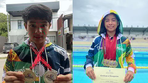 TOP SWIMMERS. Jian Paul T. Baulos and Cassiel Auvene Cabico leads Davao City Durians’ medal haul with four gold medals each as of Day 2 of the 2026 Davraa Meet swimming competition on Wednesday, February 25, 2026, at the Davao del Norte Sports and Tourism Complex in Tagum City.