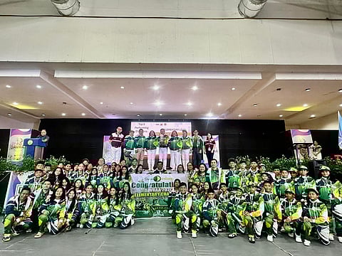 OVERALL CHAMPS AGAIN. Davao City Durians athletes and officials celebrate after successfully defending their overall championship at the 2026 Davraa Meet during the closing ceremony at the Davao del Norte Sports and Tourism Complex in Tagum City on Saturday, February 28, 2026.