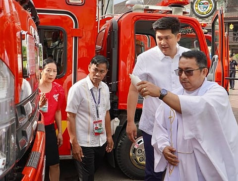ZAMBOANGA. Father Larry Miranda on Monday, March 9, blesses the four brand new firetrucks the city government of Zamboanga donates to the Bureau of Fire Protection, boosting the firefighting capability of the Zamboanga City Fire District. 