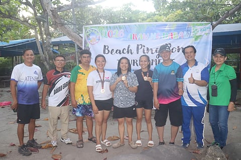 BEACH PING PONG WINNERS. The women’s single winners receive their medals in the recently concluded 2026 Araw ng Dabaw Beach Ping Pong Tournament at Dagat Fiesta Beach Resort.