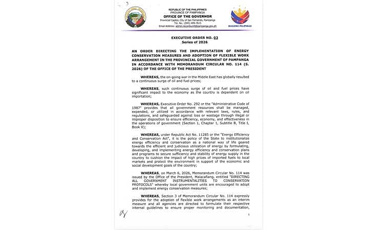 Pampanga Governor Mandates Energy Conservation and Flexible Work Amid Fuel Crisis