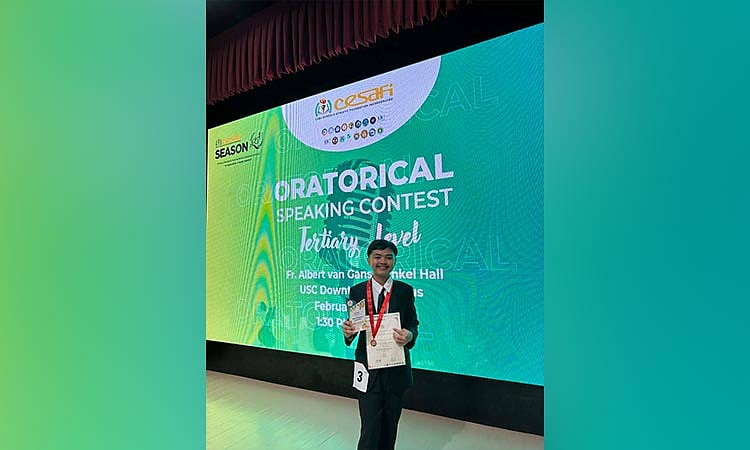 UV Student Macky Campos Wins Top Prize at Regional PRISAA Oratorical Competition