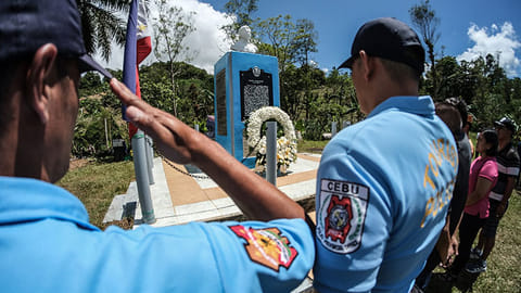 MAN OF THE MASSES. Balamban officials and residents paid tribute to “man of the masses” the late President Ramon Magsaysay with a wreath-laying at Mount Manunggal on March 17, 2026, marking 69 years since the tragic plane crash that claimed his life. | 