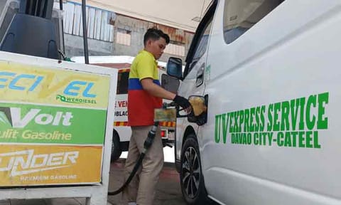 Motorists and public utility drivers formed long queues at a gas station along Leon Garcia Street, Davao City, on Tuesday afternoon, March 17, 2026, following a looming surge in fuel prices.