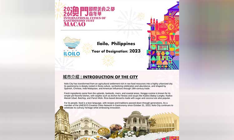 Iloilo City joins 2026 International Cities of Gastronomy Fest Macau