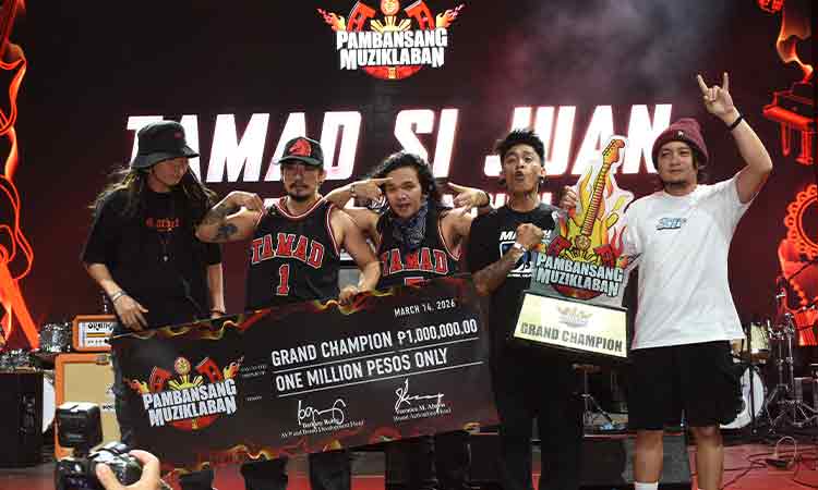 Rock band Tamad Si Juan from Davao City edged the competition to become the 2025 Red Horse Beer Pambansang Muziklaban Grand Champion last March 14,
2026 at the Filinvest City Events Grounds in Alabang, Muntinlupa City.
