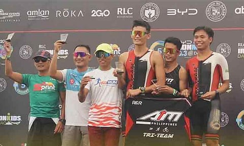 Winning relay teams delivered strong finishes in the Ironman 70.3 Davao triathlon at the Bago Aplaya Esplanade along Davao Coastal Road on March 22, 2026, after completing the 750-meter swim, 20-kilometer bike, and five-kilometer run.