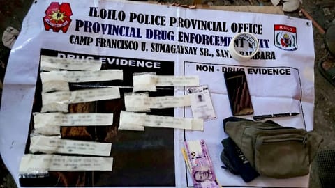 ILOILO. Operatives of the Iloilo Police Provincial Office (Ippo) display approximately 395 grams of suspected shabu worth P2,686,000 seized during separate anti-drug operations on March 24, 2026, in Leganes and Sara, Iloilo, which also led to the arrest of three drug suspects. 
