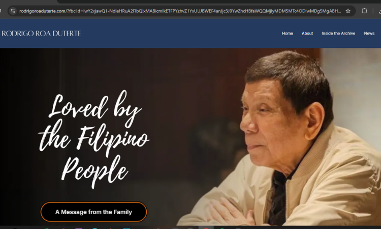 The family of former President Rodrigo Duterte has launched a new website dedicated to his supporters, releasing a public message of gratitude and unity amid renewed public demonstrations of support.
