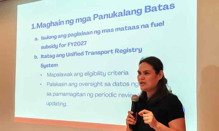 Dumper Partylist spearheaded a dialogue with transport leaders at the Acacia Hotel in Davao City on Monday morning, March 30, 2026. Dumper Rep. Claudine Bautista-Lim led the discussion, addressing concerns from the transport sector regarding continuous oil price increases affecting PUV drivers.