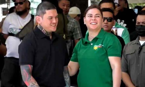 Vice President Sara Duterte and her younger brother, Davao City Mayor Sebastian “Baste” Duterte share a tight embrace upon the latter’s arrival at the Parada Dabawenyo in their hometown on March 28, 2026.
