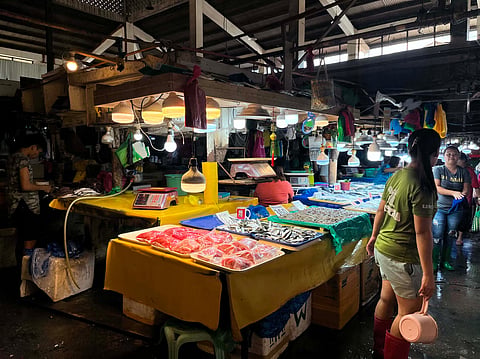 FRESH CATCH. Vendors display a variety of seafood at Bankerohan Public Market in Davao City on April 1, 2026, as prices show mixed movements due to higher fuel costs and fluctuating supply. Sellers say fish stocks may tighten ahead of Holy Week as demand rises. 