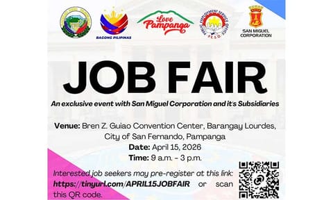 Pampanga PESO, SMC set job fair on April 15 