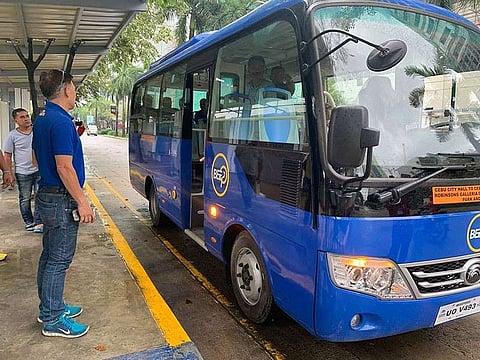 THE FUTURE OF CEBU'S MASS TRANSPORT. The blue beep, like its white counterpart, is air-conditioned and is connected to the internet. It can carry 34 passengers, including the driver, unlike the white beep, which can only carry 32 persons, including 23 seats for passengers and the driver. (SunStar photo / Herty Lopez)
