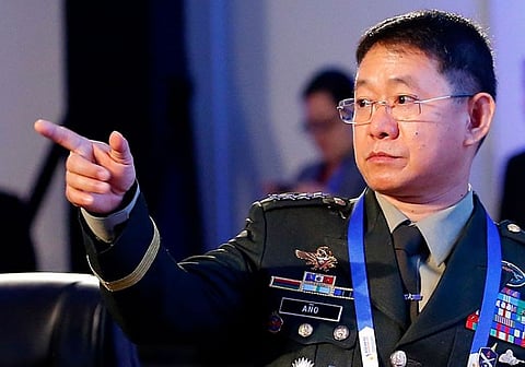MANILA. In this October 23, 2017 file photo, Philippine Armed Forces Chief General Eduardo Año gestures prior to the start of the Asean Defense Ministers Meeting in Clark, Pampanga. (AP)