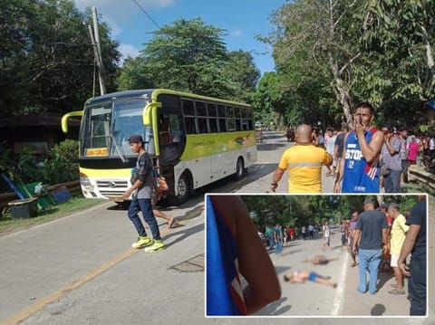 NEGROS. Road accident scene in Toboso, Negros Occidental involving motorcycle and Ceres bus, Thursday morning, June 13, 2019. (Contributed photo)