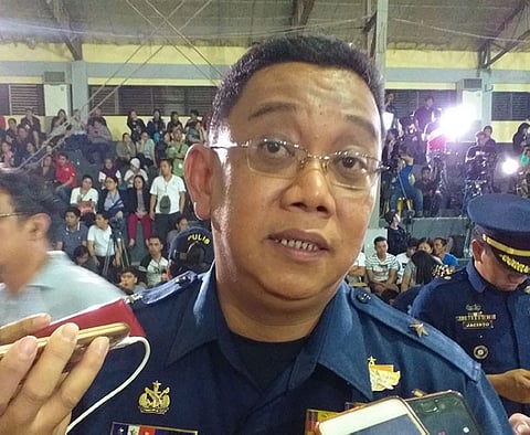 GUIMARAS. Philippine Coast Guard Western Visayas District Commander Allan Victor Dela Vega informs the media about the relief of Marina and Coast Guard officials on Wednesday, August 7, 2019, at the Guimaras Provincial Multipurpose Gym. (Carolyn Jane Abello)