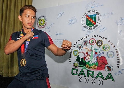 BAGUIO. 2019 SEAG poomsae freestyle gold medalist Joerdan Dominguez spearheads a fundraising drive to help children and families in Baguio City affected by the Covid-19 pandemic. File Photo by Jean Nicole Cortes