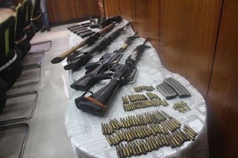 ZAMBOANGA. Six communist New People's Army (NPA) terrorists surrender Friday, July 3, 2020, to military authorities in Lake Sebu, South Cotabato. A photo handout shows the high-power firearms with assorted ammunition, the six NPAs have turned over when they surrender. (SunStar Zamboanga)