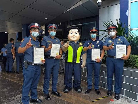 JOB WELL DONE. Police officers from Angeles City were recently commended for a job well done. (Photo by PRO-Central Luzon)