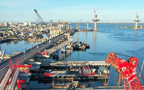 BRIDGE'S PROGRESS. The Cebu-Cordova Link Expressway (CCLEX) is expected to open to traffic in 2021; it will connect Cordova on Mactan Island to Cebu City on the Cebu mainland. (Allan Cuizon)