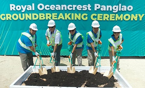 GROUNDBREAKING. PrimaryHomes president Stephen Charles Liu, center, and PrimaryHomes vice president for sales and marketing Ramero Espina, second from right, lead the groundbreaking ceremony of the third tower of Royal Oceancrest Panglao. / Contributed