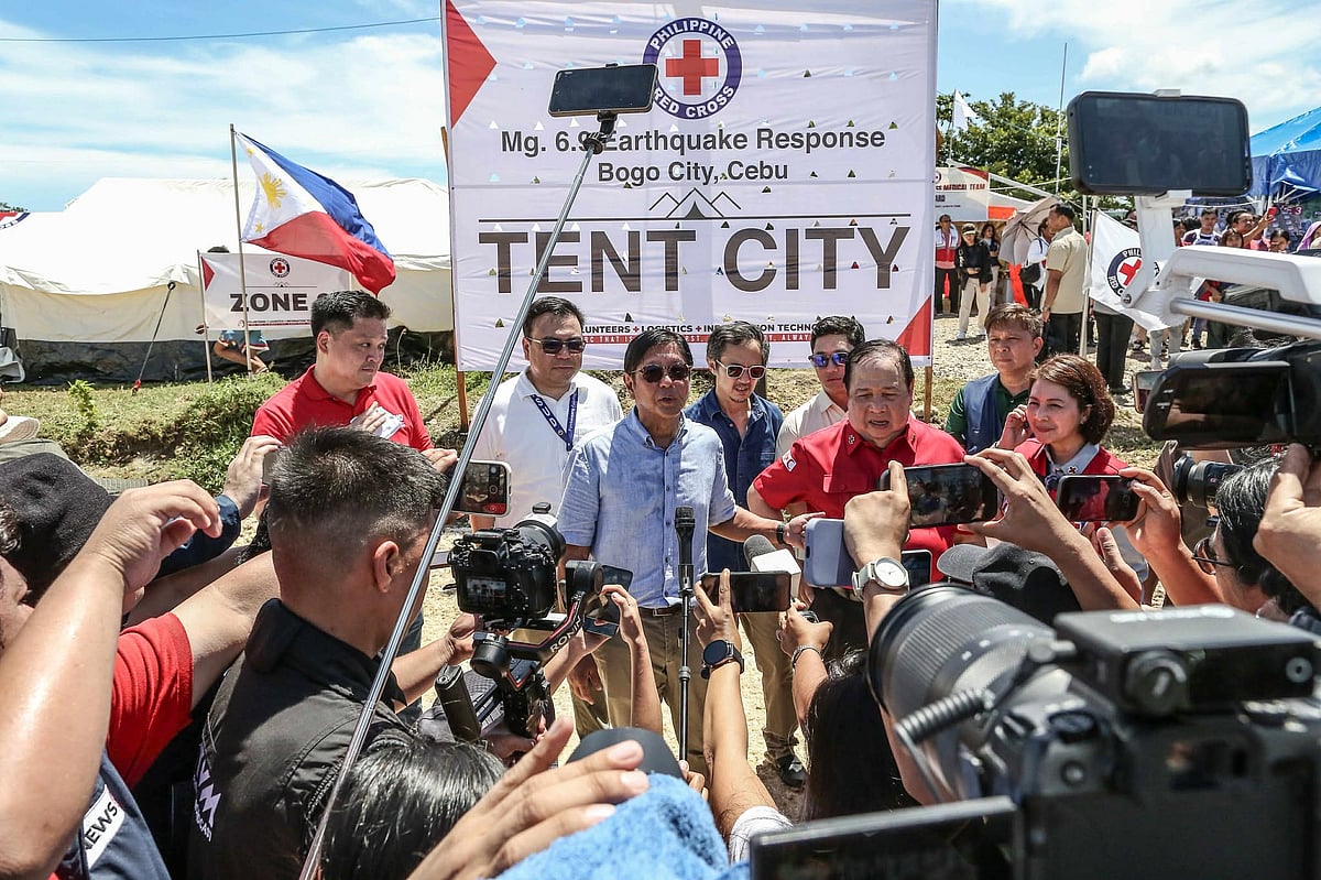Marcos visits northern Cebu for 2nd time, assures temporary housing for all quake victims