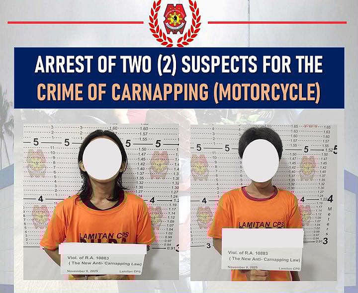 2 motorcycle theft suspects arrested in Lamitan City