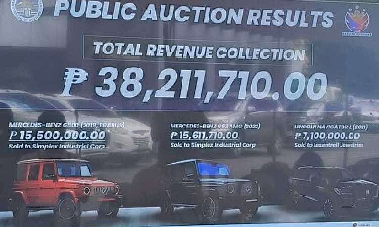 BOC Auctions 3 Luxury Cars from Discaya Contractors for ₱38M