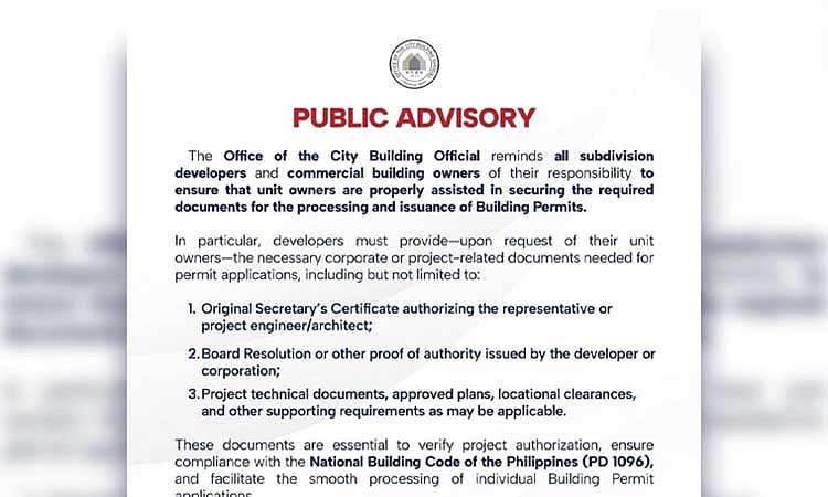 Davao OCBO Warns Developers: Assist Buyers with Building Permits