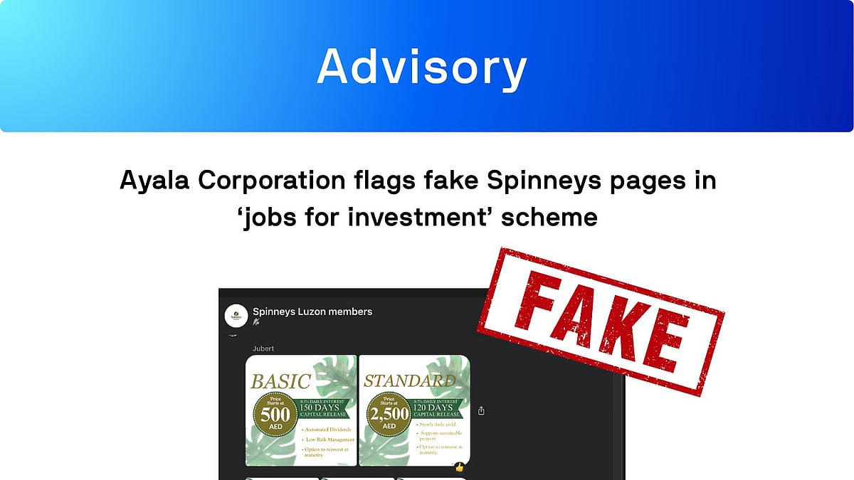 Ayala Corporation warns vs Spinneys job scam