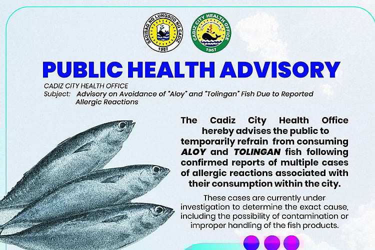 Cadiz CHO urges public to avoid consuming aloy, tolingan fish