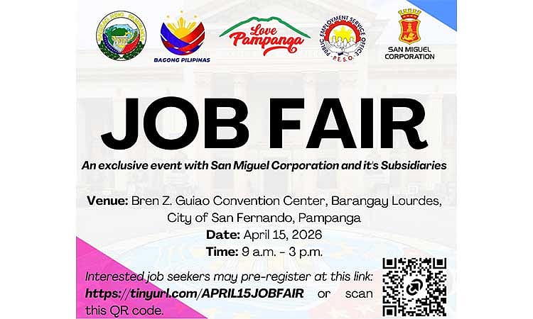 Pampanga PESO, SMC set job fair on April 15